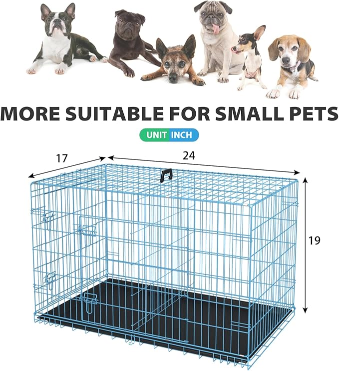 BestPet | Dog Crate | 24" | Blue | Foldable Metal Kennel - Image 7