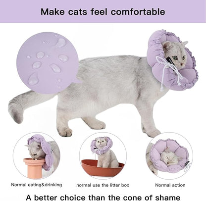 H HIDREAM Soft Cat Cone Collar， Cute Adjustable Cat Recovery Collar，Elizabethan - Image 2