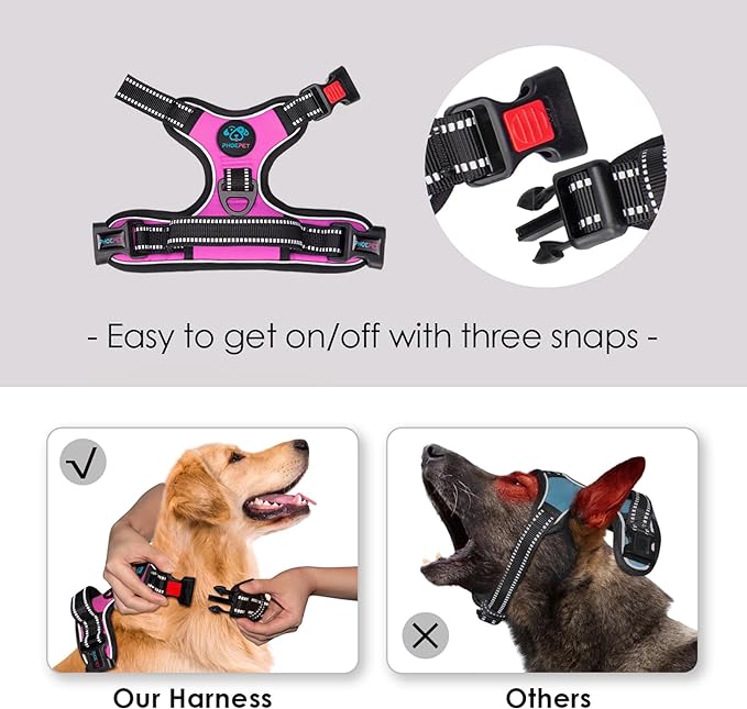 PHOEPET Reflective Dog Harness Large Breed Adjustable No Pull Vest - Image 3