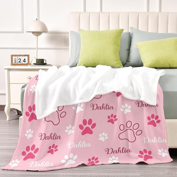 Personalized Dog Blankets with Name, Custom Paw Print Blanket - Image 5