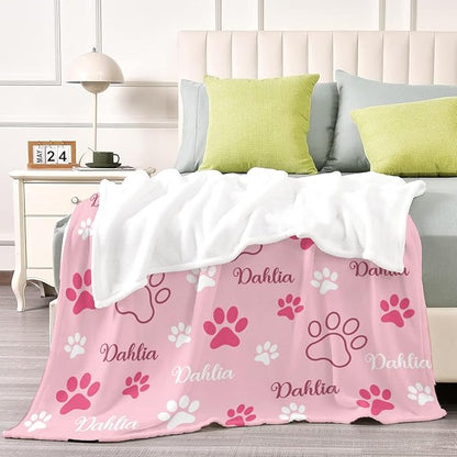Personalized Dog Blankets with Name, Custom Paw Print Blanket - Image 5
