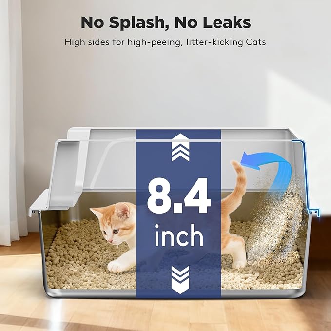 FURTIME 2 Pack Stainless Steel Cat Litter Box - Image 2