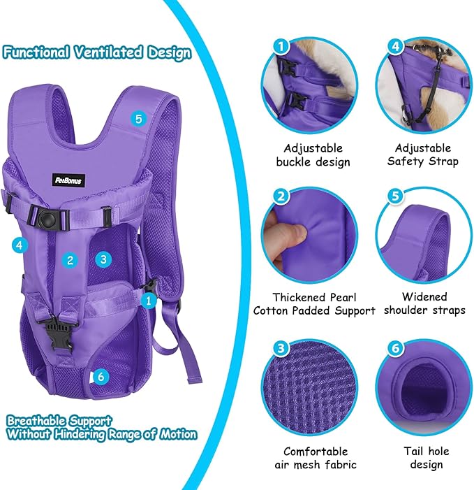 PetBonus Pet Front Dog Carrier Backpacks, Adjustable Pet Backpack, Legs Out - Image 2