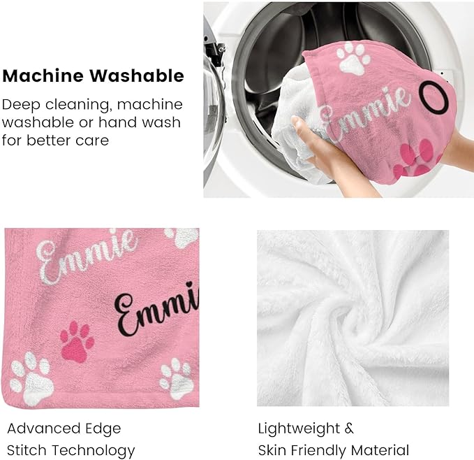 Personalized Dog Blankets with Name, Custom Paw Print Blanket - Image 6