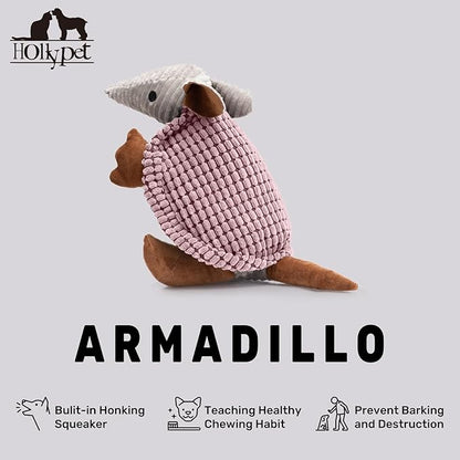 Hollypet Plush Dog Squeaky Toy Stuffed Armadillo Animal Pet Puppy Chew Toys - Image 4