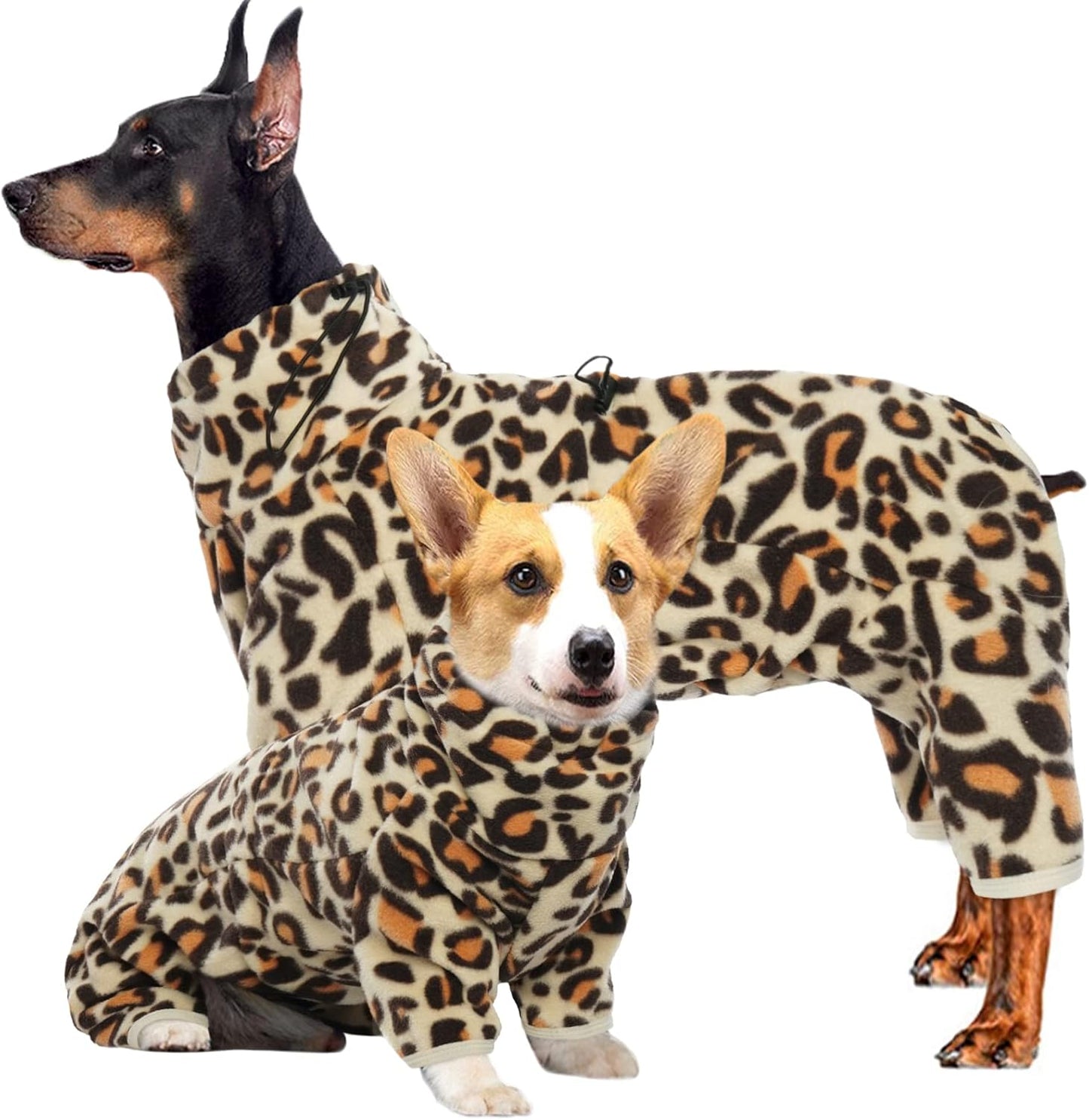 ROZKITCH Dog Leg Warmers for Large Dogs, Pet Windproof Warm Cold Weather Jacket Vest with Luminous Zipper, Jumpsuit Apparel Outfit Clothes for Small Medium Large Dog Brown L