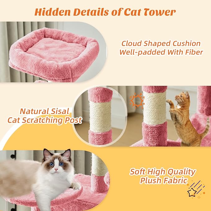 DUMOS Small 44 Inch Cats Tree Tower, Cat Climbing Tower - Image 4