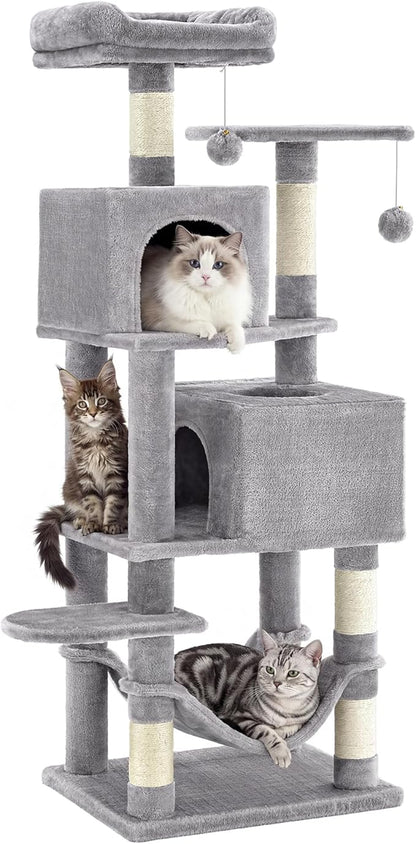 SONGMICS HOME Cat Tree for Indoor Cats, Hammock and Condo, Light Gray by SONGMICSHOME