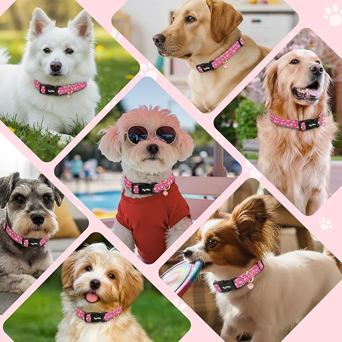 Valentines Dog Collar with Pink White Heart Pattern, Adjustable Puppy Collar - Image 7