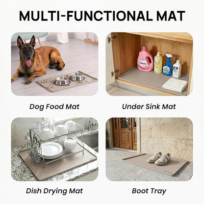 YINEYA Silicone Dog & Cat Food Mat Waterproof 18" x 12", Raised Edge Dog Bowl - Image 7