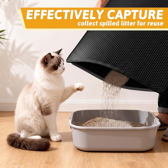 Pieviev Cat Litter Mat Double Layer Waterproof Urine Proof Trapping Mat 1 Pack) - Image 3