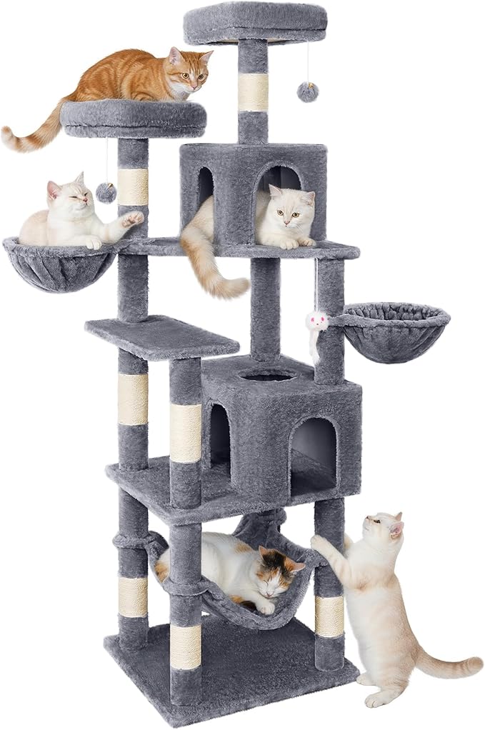 AMHANCIBLE 70 Inch Cat Tree for Large Cats, Tall Heavy Duty Kitty Playhouse - Image 8