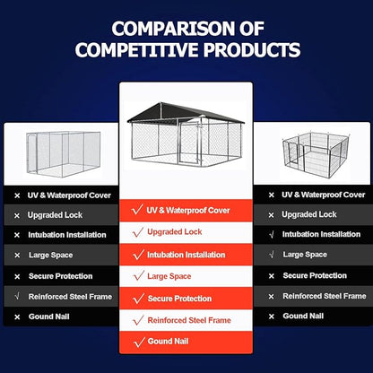 Petony 78"x 78" Outdoor Dog Enclosure Heavy Duty Dog Kennel House Mesh Dog Big - Image 5