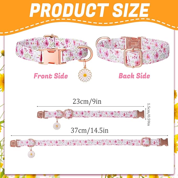 3 Pack Floral Dog Collars for Small Dogs Flower Dog Collars - Image 2