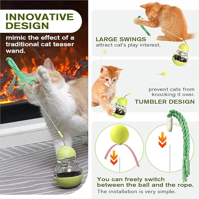 TLKNG Cat Toy for Indoor Cats Wobble Treat Dispenser Ball Kitten Food Dispenser - Image 4