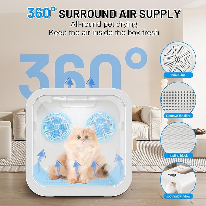 Automatic Pet Hair Dryer Box, 70L Dual Motor Fans Blower - Image 4