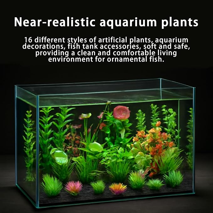 16-Piece Artificial Aquarium Plants Set – Vibrant, Realistic Fish Tank - Image 7