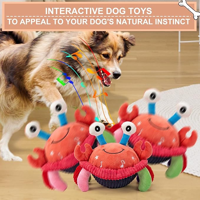 BABORUI Interactive Dog Toys Crab, Jumping Squeaky Dog Toys - Image 2