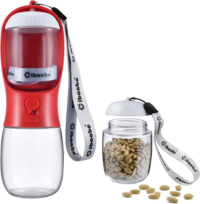 Cibaabo Dog Water Bottle with Food Container, Travel Puppy Water Bowl, Portable by Cibaabo