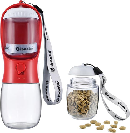 Cibaabo Dog Water Bottle with Food Container, Travel Puppy Water Bowl, Portable by Cibaabo