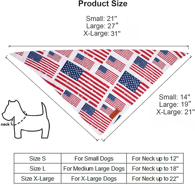 PTDECOR American Flag Dog Bandana 4th of July Dog Bandanas Reversible Triangle - Image 2