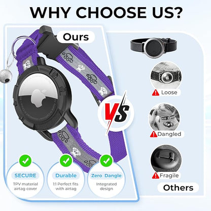 Breakaway AirTag Cat Collar, Reflective Cat Tracker Collar - Image 7