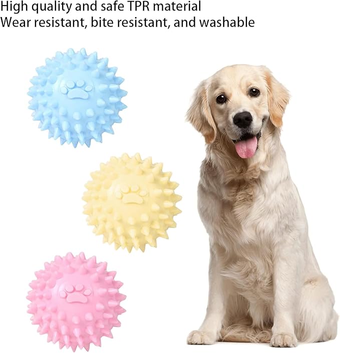 4Pcs Colorful Dogs Toy Spiky TPR Ball No Squeak Chew Toy Long Lasting - Image 5
