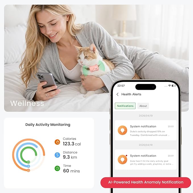 Smart Dog GPS Tracker Support 2-Way PetChat & AI Health Alerts Live Pet Tracker - Image 6