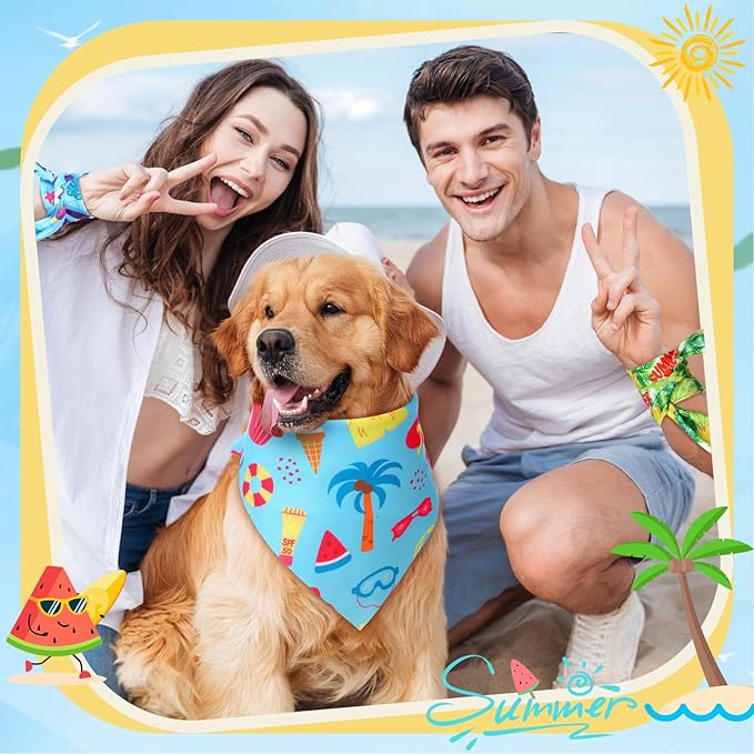 Preboun 50 Pcs Summer Bandanas Dogs Bulk Hawaiian Dog Bandanas Fruit Kerchief - Image 6