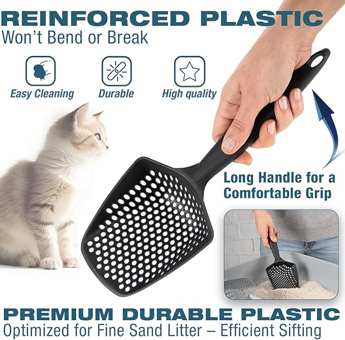 Set of 3 Cat Litter Scoop with Small Holes, Deep Sifting Shovel - Image 2