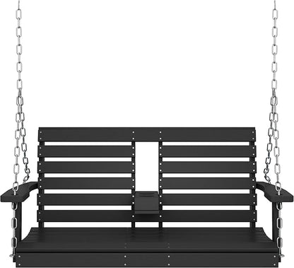 KINGYES Outdoor Hanging Porch Swing, 2 Seat Patio Swing Recliner - Image 9