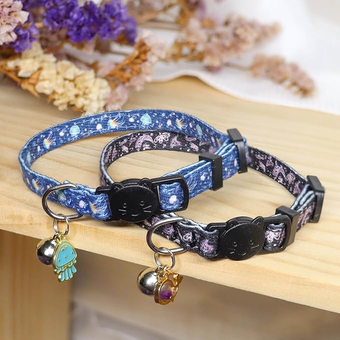 Cat Collar Breakaway, 2 Pack Cotton Kitten Collars - Image 2