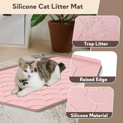 Garoopion Silicone Cat Litter Trapping Mat, Large Waterproof 34" X 22" Cat - Image 3