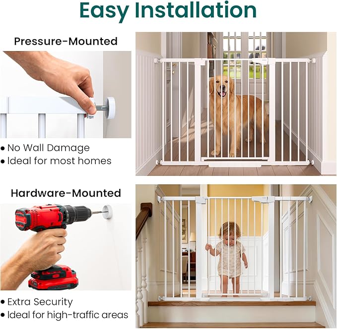 Cumbor 36" Extra Tall Baby Gate, 30-54" Wide Dog Gates - Image 8
