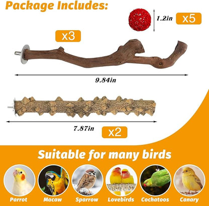 kathson 5pcs Natural Parrot Perch - Image 2