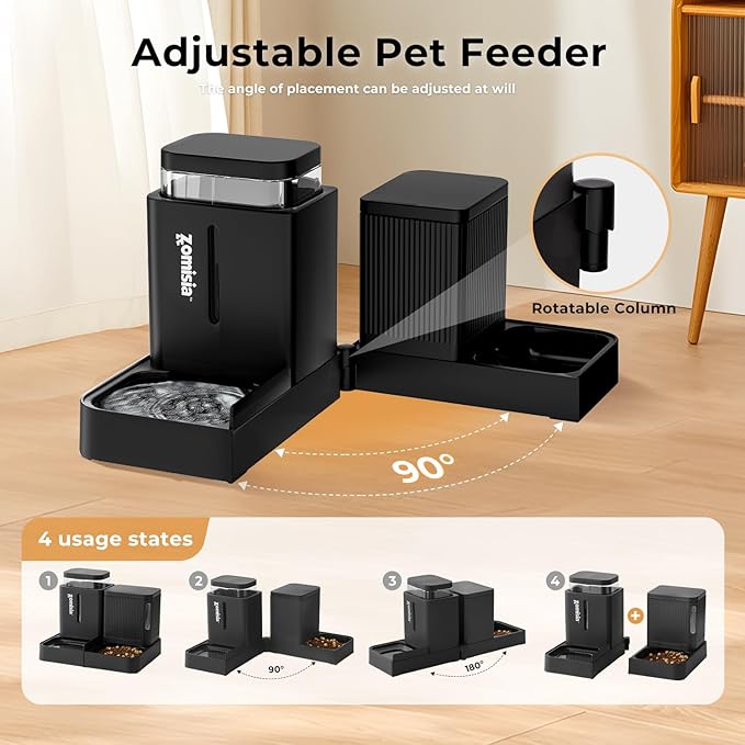 ZOMISIA Gravity Cat Feeder and Water Dispenser, 2 in 1 Automatic Cat Feeder - Image 3