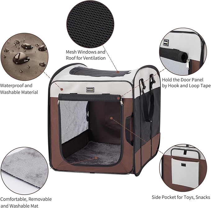 DONORO Dog Kennels and Crates for Medium Dogs, Portable Pop Up Indoor Pet Cage - Image 2