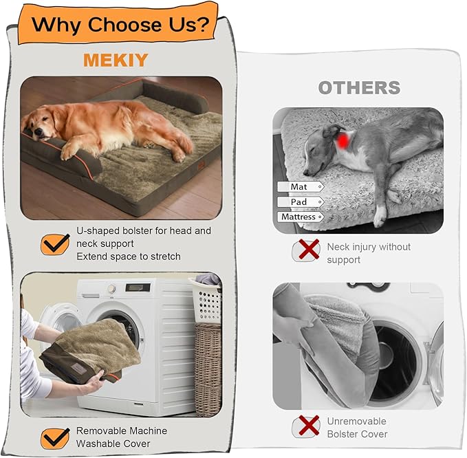 Large Dog Bed Orthopedic Washable: Extra Brown Large Big Dog Bed - Image 4