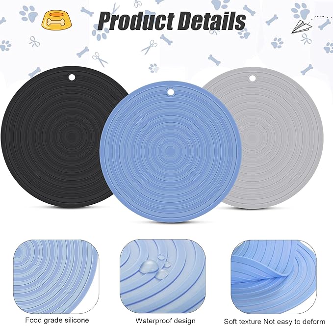 3 Pieces Silicone Pet Food Mat Feeding Mat - Image 3