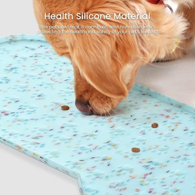 PWTAA Dog Food Mat Anti-Slip Silicone Dog Bowl Mat Thicker Pet Placemat - Image 5