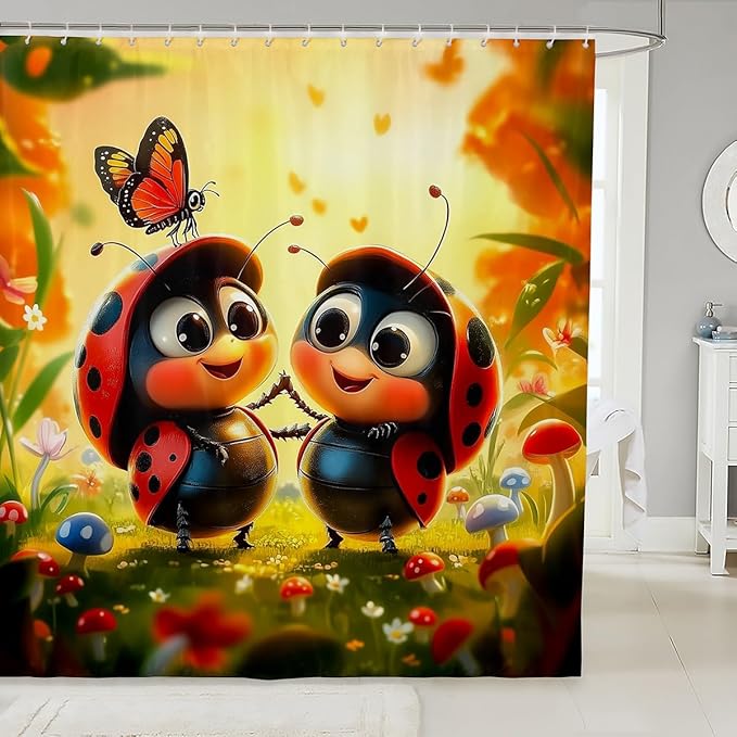 Erosebridal Cute Ladybug 72" Wx78 L Shower Curtains by Erosebridal