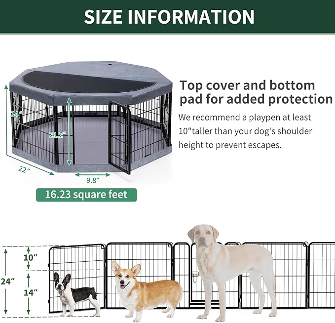 PETIME Dog Playpen, Metal Exercise Puppy Pen Heavy Duty Kennels Yard Fence - Image 3