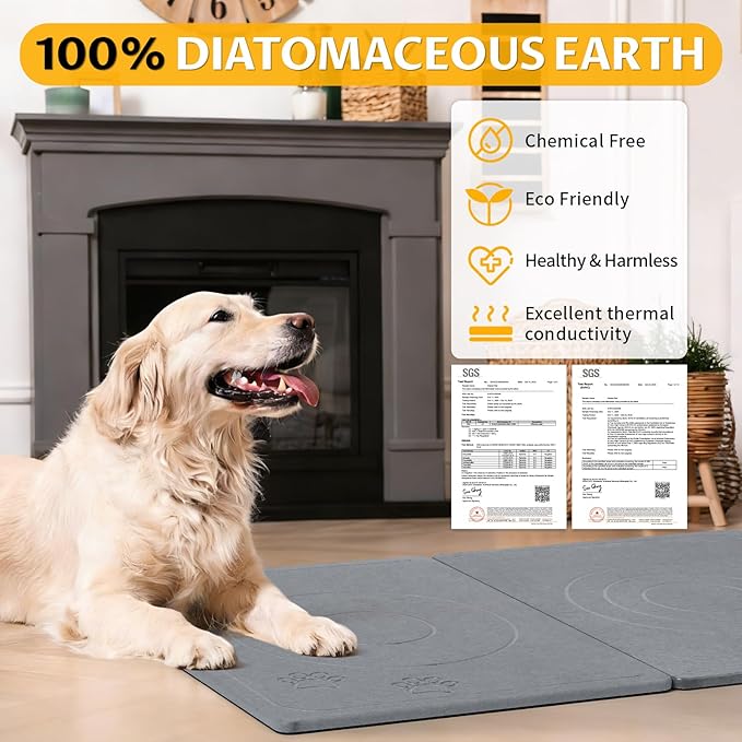 Stone Dog & Cat Food Mat, Bite-Proof Non-Slip Large Diatomaceous Pet Feeding Mat - Image 2