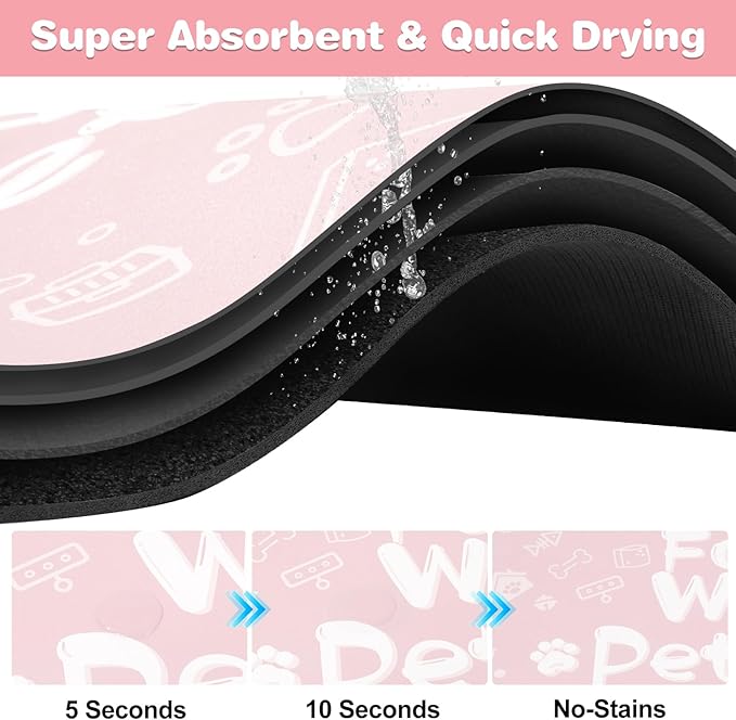Pet Feeding Mat, Dog Cat Mat for Food and Water, Dog Bowl Waterproof Placemat - Image 2