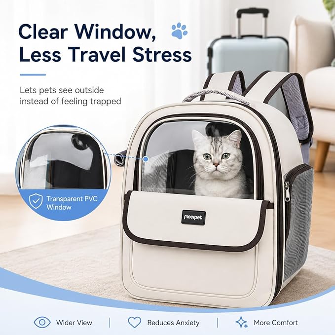 Cat Carrier Backpack for Cats&Small Dogs, Airline Approved TSA Foldable Pet - Image 2