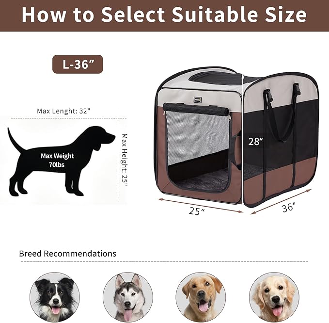 DONORO Dog Kennels and Crates for Medium Dogs, Portable Pop Up Indoor Pet Cage - Image 6
