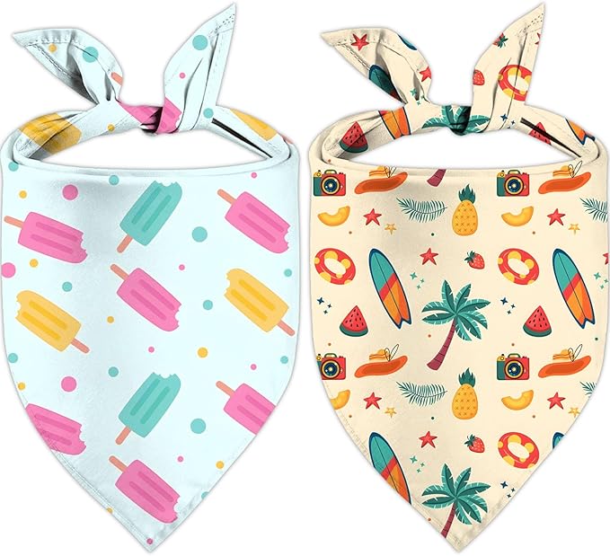 Summer Dog Bandanas Hawaiian Triangle Scarf Kerchief Set by Unknown