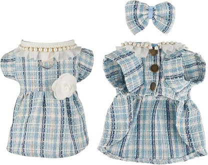 Dog Dress for Puppies, Plaid Tweed Princess Pet Dress - Image 2