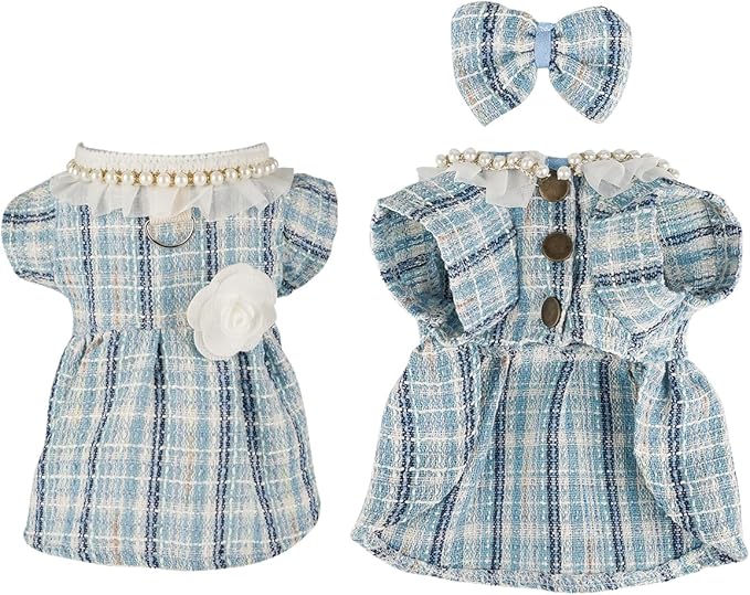 Dog Dress for Puppies, Plaid Tweed Princess Pet Dress - Image 2