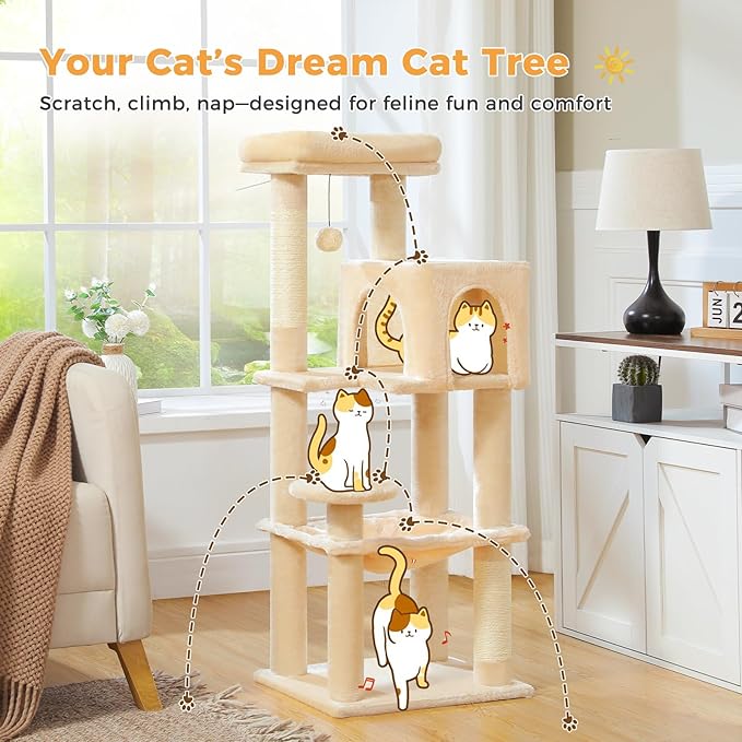 MUTTROS Cat Tree for Indoor Cats, 44.5" Multi-Level Cat Tower - Image 2